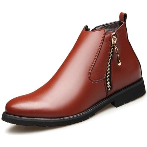 Fashion Mens Chelsea Boots Male Ankle Shoes Luxurious Brand Leather Men Boots Dress Shoes Party Wedding Casual Flats tyh6