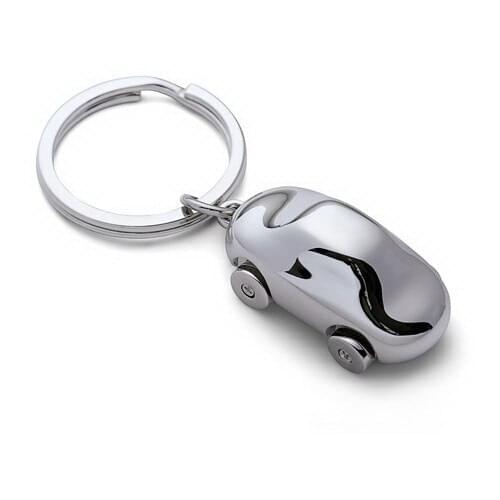 Car 3D Model Keychain Polished Chrome Classic Spinning Wheels Key Chain Ring Keyring Keyfob Key Holder 82507