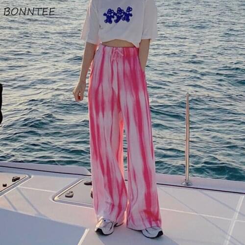 Pants Women Tie Dye Harajuku Spring Cozy Loose Streetwear Leisure High Elasticity Chic Female Fashion Ins Trouser Trendy Ulzzang