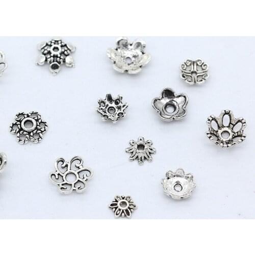 20p Tibetan Silver Flower Spacer beads Bead Caps End bead caps fitting For Bracelet DIY necklace Jewelry making Finding supplies