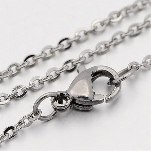 304 Stainless Steel Cross Chain Necklaces with Lobster Claw Clasps for Necklace Making, 17.7"(45cm), 1.5mm