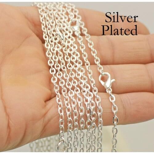 100 Pieces Silver Plated Necklace Wholesale 18 24 30 Inch Cable Link Rolo Chain Bronze Copper Gunmetal for Women Jewelry Making