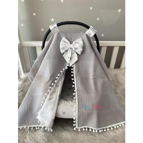 Jaju Baby Handmade, Gray Waffle Pique and Micky Fabric Stroller Cover and Sheet, Stroller Cover, Stroller, Stroller Sheet