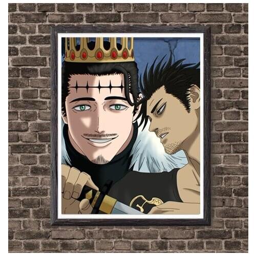Black Clover Dante X Yami Anime Character Premium Canvas Art Prints Poster,20 x 25 cm,Stretched And Ready To Hang