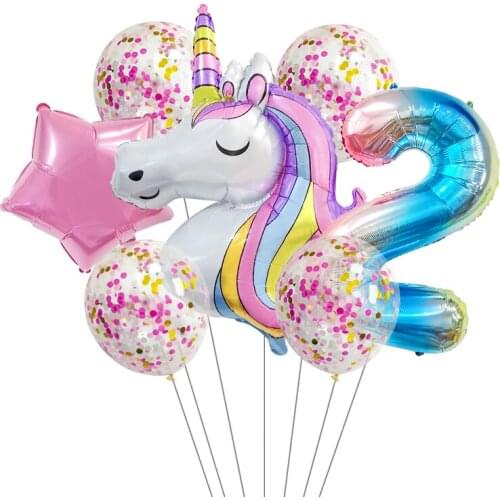Unicorn Aluminum Film Balloon Birthday Party Childrens Birthday Decoration Flower Fairy Gift Party Rainbow Balloon Decoration