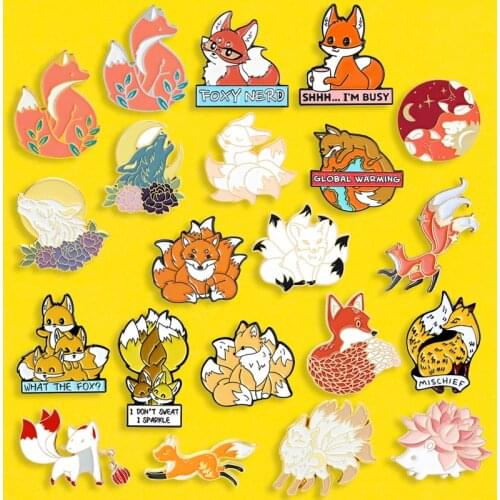 Forest Garden Enamel Pin Custom Hedgehog Fox Bear Brooch Bag Lapel Cartoon High Quality Collection Badge Jewelry Gift Metal Pins