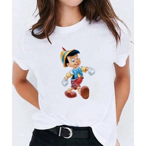 T-Shirt Women Hipster Casual Tee Pinocchio Graphic Aesthetic Harajuku Top Gift Unisex Tshirt Clothes Dropship