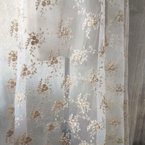 Quality lace fabric Embroidery with gold thread sewing Top grade wedding dress skirt headdress tissus