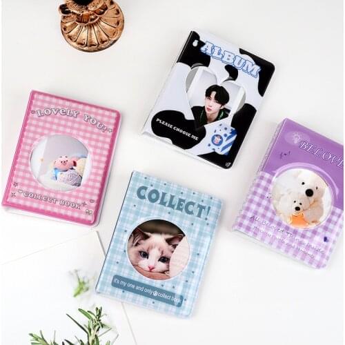 SKYSONIC Plaid Cartoon Album Holds 64 Mini Photos Instax Album Photo Album for Mini Fuji Instax&Name Card 7s 8 25 50s Mini cards