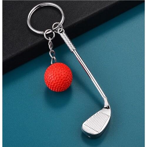 Mini Golf Racket Ball Pendant Keychain Key Ring Creative Metal Key Clasps Split Keyring Sports Clubs Gift Free Shipping
