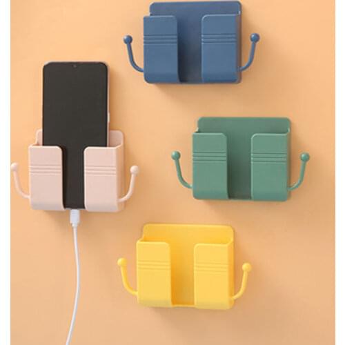 Mobile Phone Charging Hanging Holder Multifunction Wall Mounted Plug Bracket Remote Control Mounted Storage Box