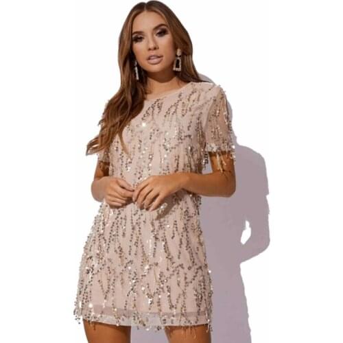 Fashion Sexy Dress Sequin Dresses Women Plus Size Vestidos Casual Dresses Tassels Dresses Short Party Dress Elegant Dress Women