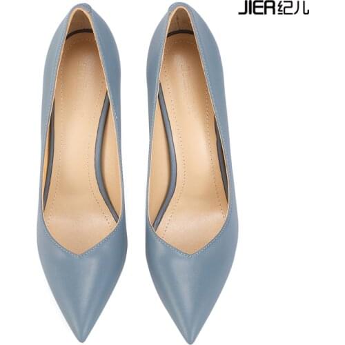 Fashion V Shape Stilettos Pointed Toe Women Summer Heels Women Sexy Pumps Genuine Leather High Heeled shoe for Party Wedding