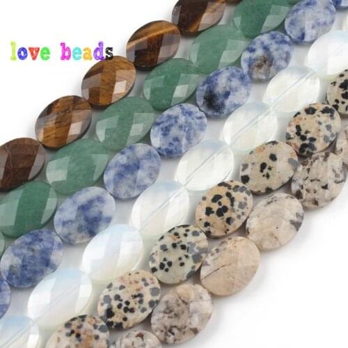 Natural Faceted Oval Beads 13*18mm Aventurine Tiger Eye Opal Loose Beads For Jewelry Making Diy Bracelet Accessories Jewellery