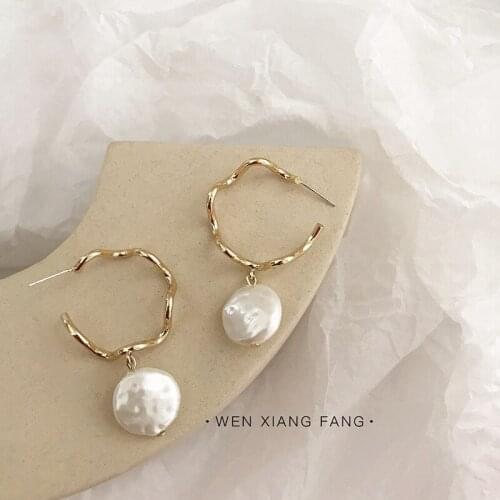 ​ZDMXJL 2021 New Fashion Womens Earrings Fine Simple Geometry Round Pearl Earrings For Women Party Girl Jewelry Gifts Wholesale