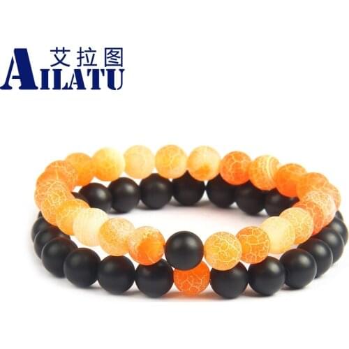 New Couples Distance Set Bracelet 8mm Weathering Stone Beads Balcance Healling Energy Jewelry On Sale Drop Shipping