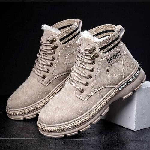 Platform Shoes For Men Winter Shoes Outdoor Ankle Boots Man Snow Boot With Short Plush Keep Warm Footwear Lace-Up Shoes Boy