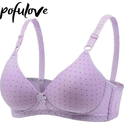 Push Up Bra for Women Wireless Seamless Bras Plus Size Underwear Dot Pattern Thin Cup Bralette Cotton Soft Female Brassiere Top