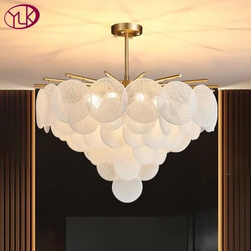 Luxury modern ceiling chandelier lighting for living room round white glass lighting fixtures gold home decoration lamps