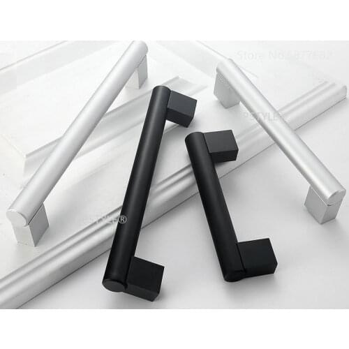 Aluminum Alloy Kitchen Door Handles Cabinet Handles Drawer Knobs Wardrobe Door Handles Brushed Modern Style Hardware