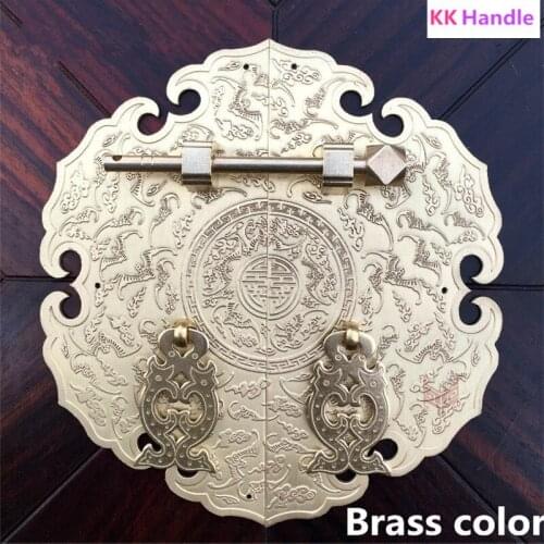 Chinese style Hand door pure copper Wardrobe Round handle Retro Carved designs Cabinet Knobs Antique furniture handle Brass hand