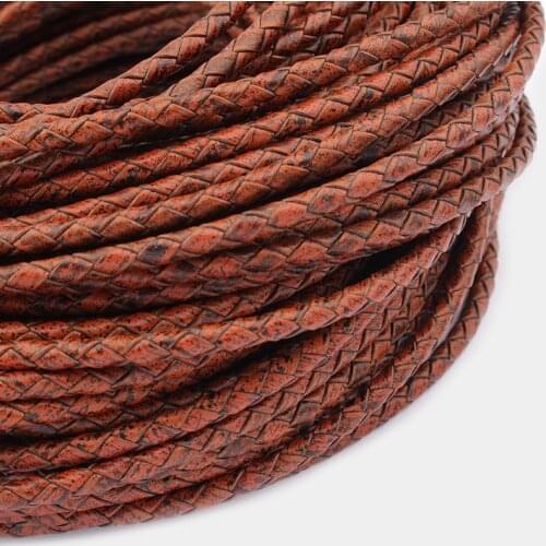 2Meters 3mm 5mm Round Braided Genuine Leather Cord Coffee Cow Leather Cords String Rope Bracelets Findings DIY Jewelry Making