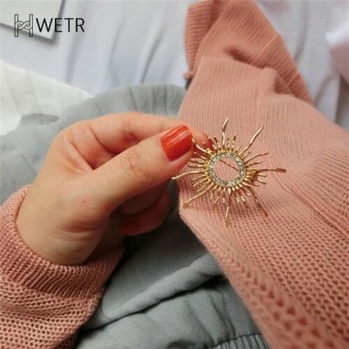 Sun Shaped Brooches For Women Femme Scarf Clip Pins Cool Weeding Coat Cardigan Fine Broche Hijab Pins Scarf Buckles Corsage