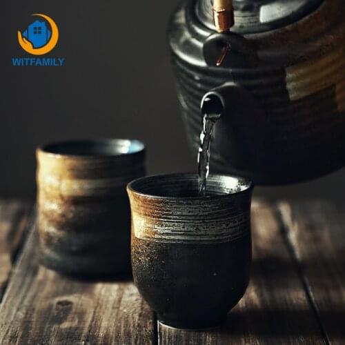 Japanese Tea Cup Stoneware Ceramic Hand-painted Coffee Cups Kung Fu Teacup Stoneware Drinkware Cafe Mug Retro Simple Vintage