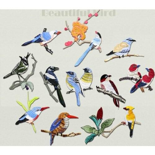 1pc animal bird embroidery patches for jacket clothes DIY sewing iron on embroidered decorative birds parches for clothes