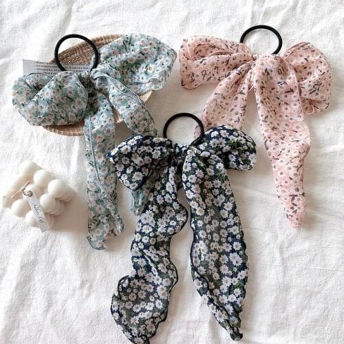 Elegant female bow hair rope chic wind forest girl elastic rubber band head rope hair accessories Hair ponytail headdress