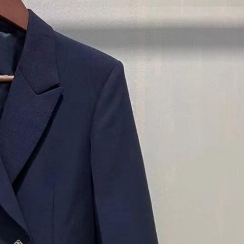 2021 Autumn and Winter New Metal Double-breasted Jacket Women Blazer