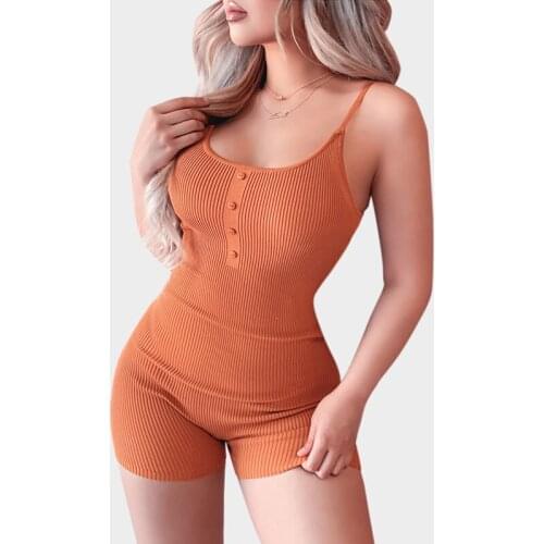 Sleeveless Sexy Women Jumpsuit Romper Bodycon Bodysuit 2020 Slim Sport Short Pants Clubwear Backless U-Neck Solid Sling Playsuit