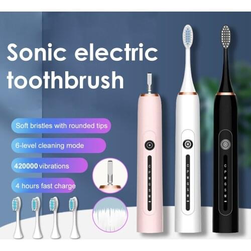 Sonic Toothbrush Smart Electric Tooth Brush Ultrasonic Automatic Toothbrush USB Fast Recharge IPX7 Waterproof for Adult Gift X-7