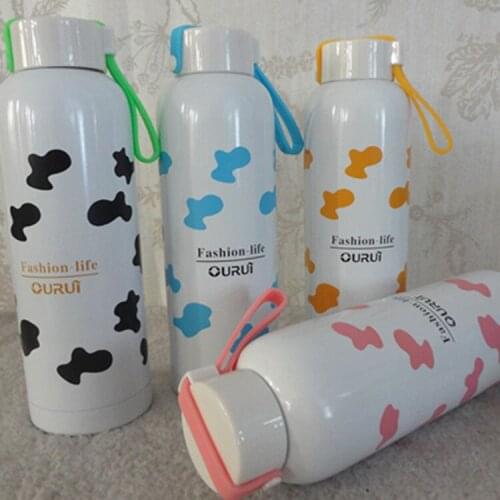 1PC Hot Sale 360ml Vacuum Flasks Color spots portable vacuum cup new stainless steel thermos cup Creative COW KL 3074