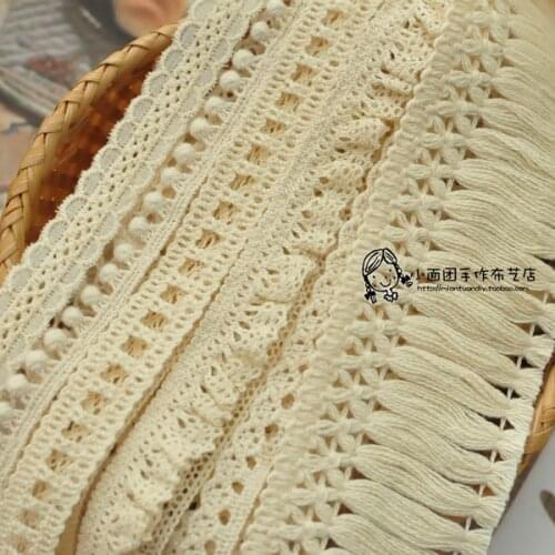 10Meters Beige Cotton Embroidered Lace Net Ribbons Fabric Trim DIY Sewing Handmade Craft Materials