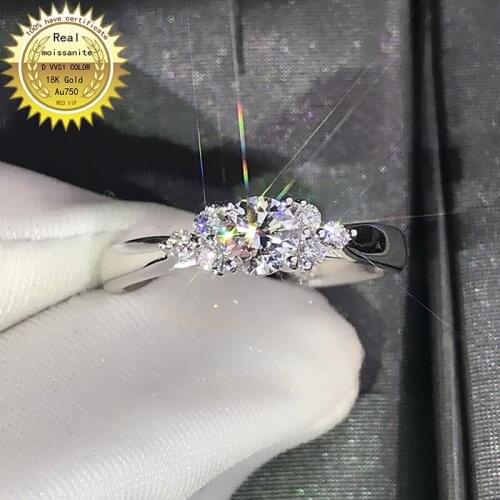 100%18K goldr ring 1ct D VVS moissanite ring Engagement&Wedding Jewellery with certificate 0030