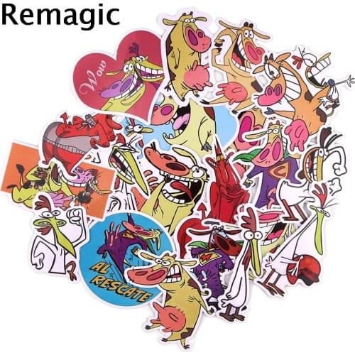 20pcs Cow and Chicken Stickers paster Cartoon characters anime movie funny decals scrapbooking diy phone waterproof decorations