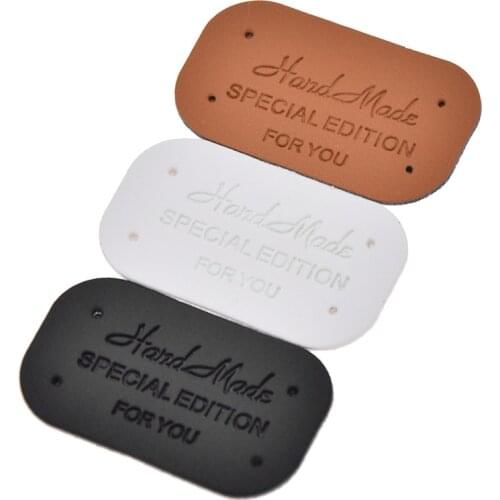 24pcs Personality Letter Printed Quilting Craft Leather Labels For DIY Handmade Clothing Jeans Bags Accessories Materials