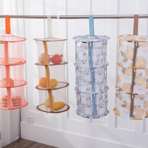 3 Layer Underwear Bras Laundry Bag Multi Function Food Clothess Hanging Storage Basket Foldable Zipper Closed Drying Rack Net