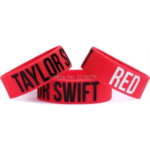 300pcs one inch Taylor Red wristband silicone bracelets free shipping by DHL express