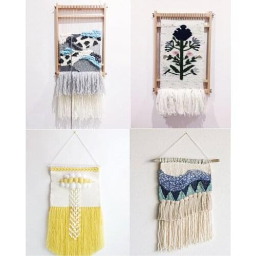 9PCS DIY Wooden Weaving Loom Tools Tapestry Darning Knitting Needles Needlework Crafts Sewing Needle Big Eye Yarn Sewing Tools