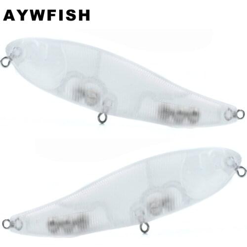 AYWFISH 15PCS A Lot Unpainted Popper 80mm / 6.1g Topwater Handmade Lure 100mm / 12g Artificial Wobbler Blank Fishing Hard Baits