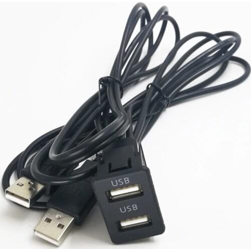 Biurlink 150CM Car Dash Flush Mount two USB Port Panel Auto Boat Dual USB Extension Cable Adapter for Volkswagen Toyota