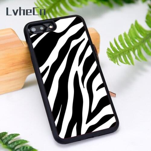 LvheCn Silicone Rubber Phone Case Cover for iPhone 6 6S 7 8 Plus X XS XR 11 12 Mini Pro Max Zebra Pattern