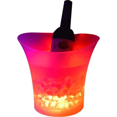 DropShipping 5L Waterproof LED Color Changing Plastic Ice Bucket Bars Nightclubs LED Light Up Champagne Beer Bucket Bars