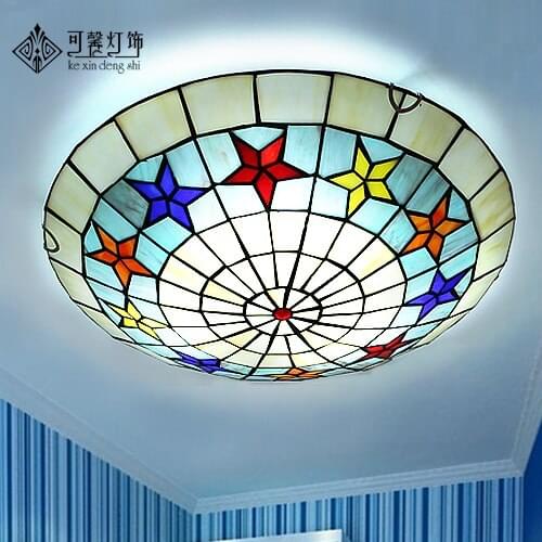 European pastoral balcony hallway hallway bedroom hall round led ceiling Tiffany children room lamps