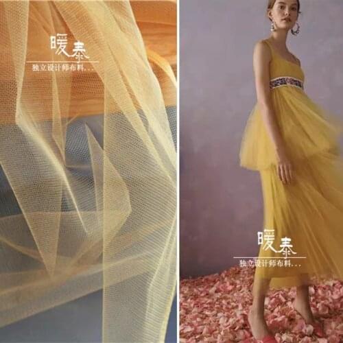 Hexagon Mesh Tulle Fabric Yellow DIY Patchwork Veil Party Decor Sewing Fluffy Skirt Gown Wedding Dress Designer Fabric