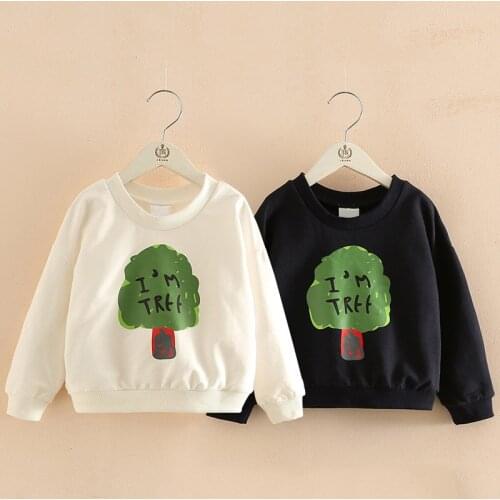 Boys Sweatshirt Cotton T Shirt for Girls Cartoon Tree Outerwear 3-10 Years Big Kids Clothes Autumn Teenager Tops Tees Clothes