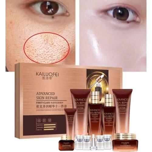 Skin Care Set 11Pcs Moisturizing Whitening And Repairing Acne Shrinking Pores Diminishing Fine Lines Brightening Anti-Aging