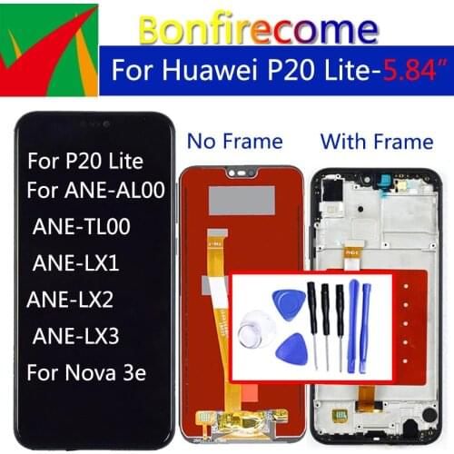 Original Quality For Huawei P20 Lite ANE-LX1 ANE-LX3 Nova 3e LCD Display With Frame Digitizer Assembly Touch Screen Repair Part